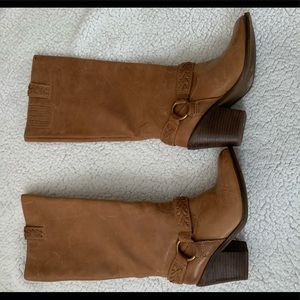Lucky brand brown distressed leather boots